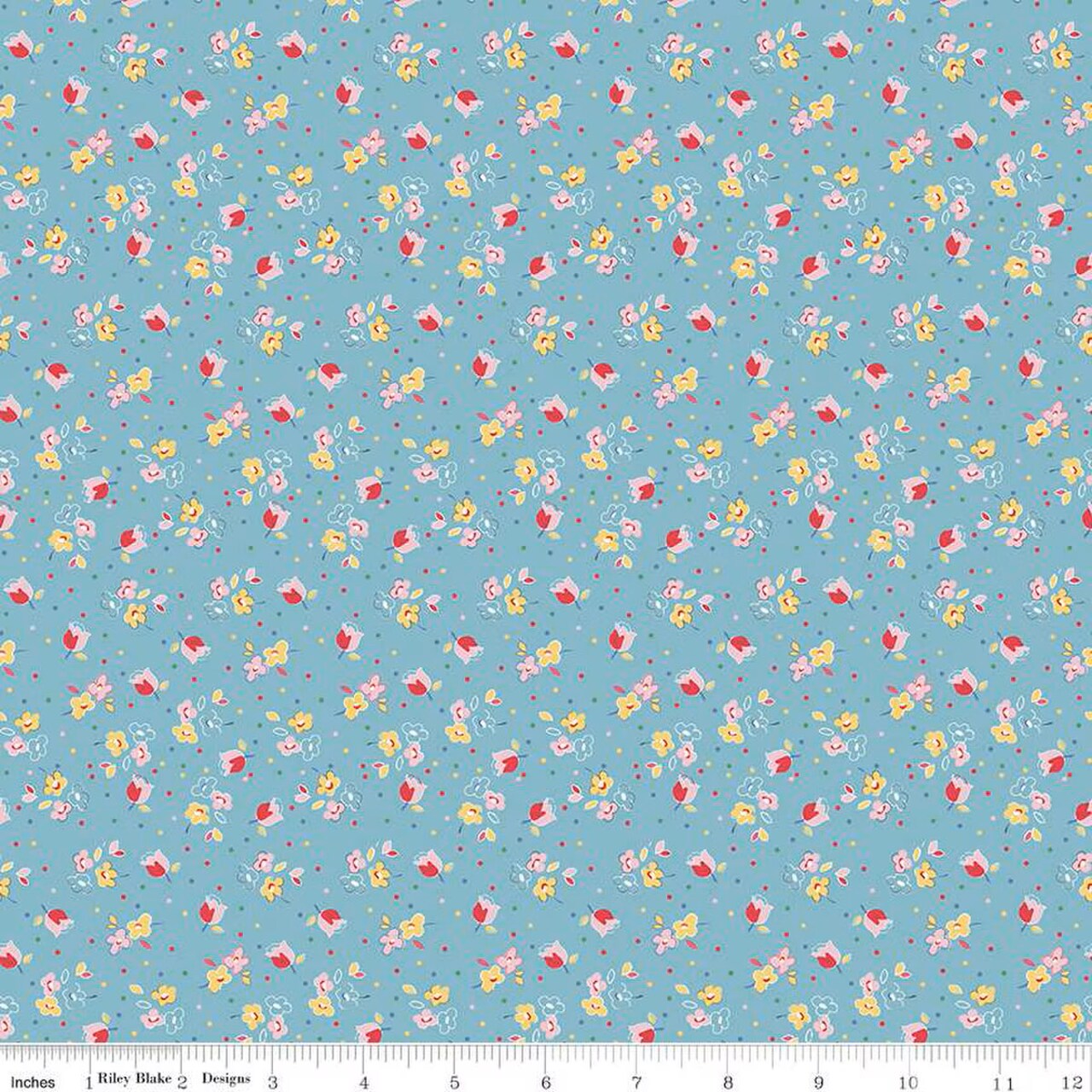 Fabric Riley Blake Aqua Calico Sweet Rose Simple Pleasures by the Quarter Yard C16653-AQUA